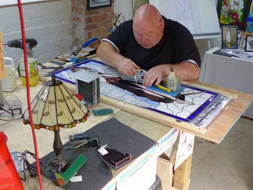Martin working on stained glass